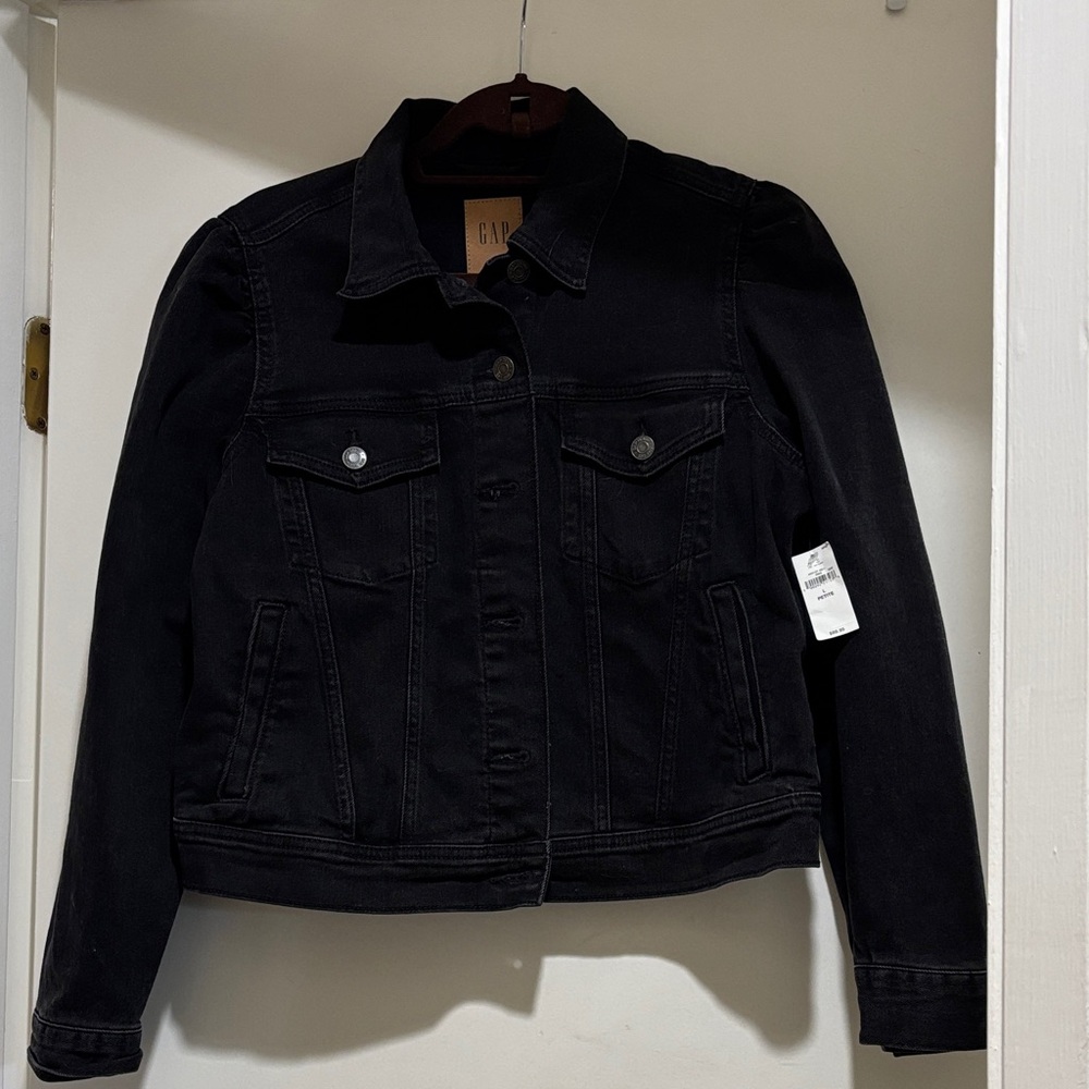 Gap Black Puff Sleeves Denim Jacket
